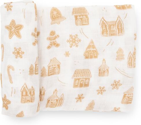 Little Unicorn - Cotton Muslin Swaddle Blanket | Single | 100% Cotton | Super Soft | Newborns and Infants | 47" x 47" | Unisex (Gingerbread Village) in Saudi Arabia