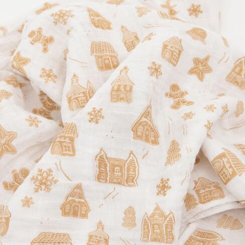 Little Unicorn - Cotton Muslin Swaddle Blanket | Single | 100% Cotton | Super Soft | Newborns and Infants | 47" x 47" | Unisex (Gingerbread Village) in Saudi Arabia
