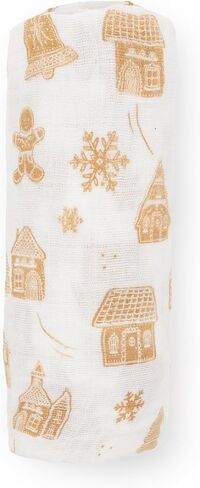 Little Unicorn - Cotton Muslin Swaddle Blanket | Single | 100% Cotton | Super Soft | Newborns and Infants | 47" x 47" | Unisex (Gingerbread Village) in Saudi Arabia