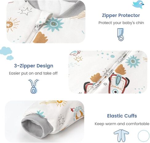 ZIGJOY Toddler Sleep Sack with Feet 2.5 TOG Baby Sleep Sack with Legs Toddler Wearable Blanket with 2-Way Zipper Soft for Infant Boy Girl 12-24 Months, Animal Art in Saudi Arabia