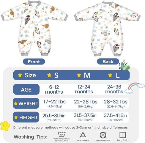 ZIGJOY Toddler Sleep Sack with Feet 2.5 TOG Baby Sleep Sack with Legs Toddler Wearable Blanket with 2-Way Zipper Soft for Infant Boy Girl 12-24 Months, Animal Art in Saudi Arabia
