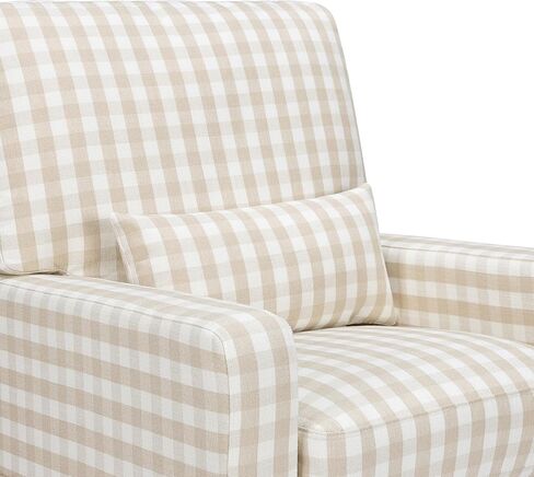 Namesake Crawford Pillowback Comfort Swivel Glider in Tan Gingham, Water Repellent & Stain Resistant, Greenguard Gold & CertiPUR-US Certified in Kuwait