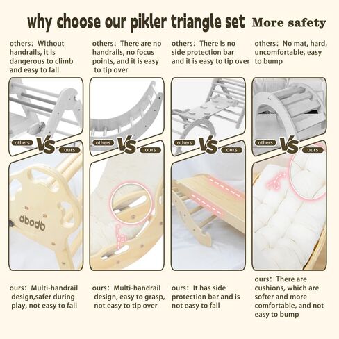 Pikler Triangle Set 7in1 Montessori Foldable Wooden Baby Climbing Toys for Toddlers 1-6 Inside Jungle Play Gym for Kids,Indoor Playground with Ramp,Arch and Ladder in Saudi Arabia