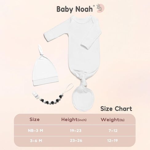 Super Soft and Silky Newborn Baby Knotted Gown Set, Baby Girl Boy Coming Home Outfit with Hat & Headband in Saudi Arabia