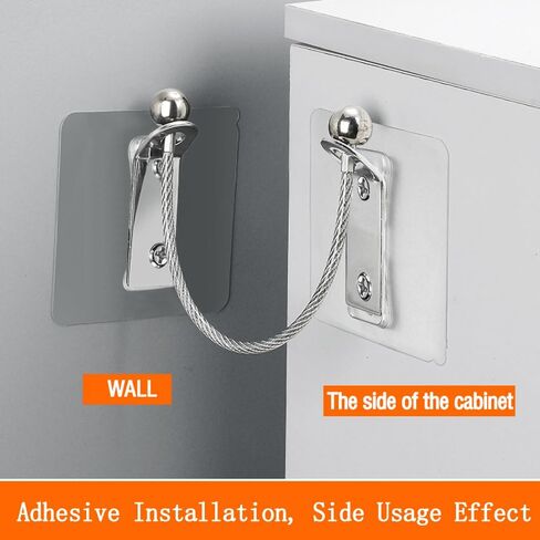 Furniture Anchors 4 Pairs No Drill Heavy Duty Anchors Fridge Lock Adjustable Self-Adhesive Safety Anti Tip Straps for Baby Proofing 220lbs Tension Earthquake Resistant Metal Straps Prevent Falling in Saudi Arabia