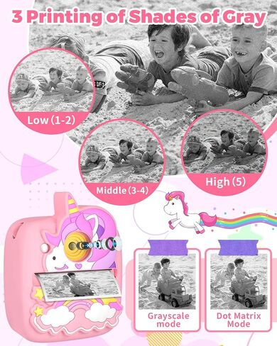 Kids Camera Instant Print, Christmas Birthday Gifts Toy for Kids Age 3-8, 48MP &1080P Kids Digital Camera with Print Paper, Portable Toy Instant Print Camera for Kids 3 4 5 6 7 8 9 10 Year Old Girls in Kuwait