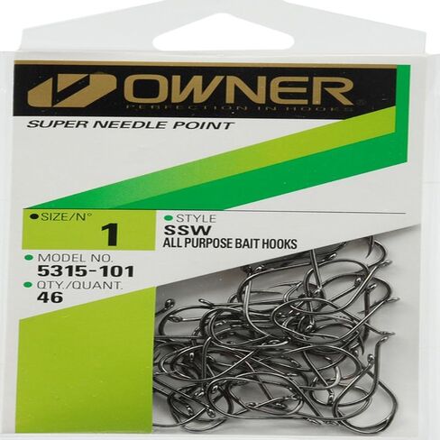 Owner SSW Needle Point Hooks: Black 1/0 Pro Pk in Saudi Arabia