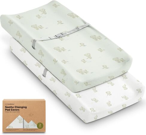 2-Pack Organic Changing Pad Covers for Girl, Boy, Neutral - 100% Cotton Changing Table Pad Cover, Soft Baby Nursery Diaper Changing Pad Sheets, Contour Changing Pads Liners, Change Pad Cover (Elly) in Saudi Arabia