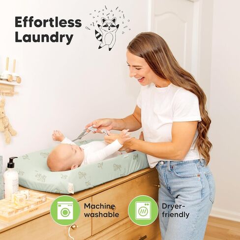 2-Pack Organic Changing Pad Covers for Girl, Boy, Neutral - 100% Cotton Changing Table Pad Cover, Soft Baby Nursery Diaper Changing Pad Sheets, Contour Changing Pads Liners, Change Pad Cover (Elly) in Saudi Arabia