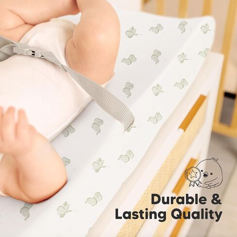 2-Pack Organic Changing Pad Covers for Girl, Boy, Neutral - 100% Cotton Changing Table Pad Cover, Soft Baby Nursery Diaper Changing Pad Sheets, Contour Changing Pads Liners, Change Pad Cover (Elly) in Saudi Arabia
