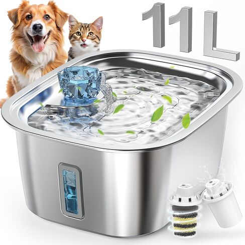 Dog Water Fountain Stainless Steel,3 Gallon Extra Large Big Pet Water Fountain for Large Dogs with 4 Filters, Dog Water Bowl Dispenser Drinking Fountains, Quiet Pump in Saudi Arabia