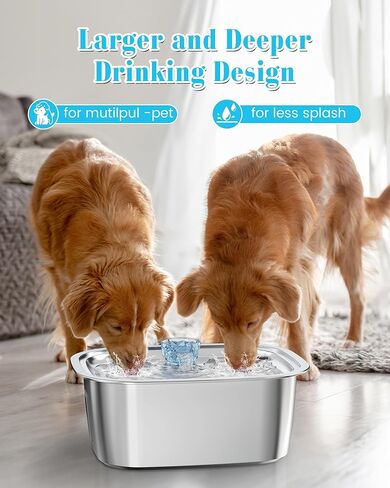 Dog Water Fountain Stainless Steel,3 Gallon Extra Large Big Pet Water Fountain for Large Dogs with 4 Filters, Dog Water Bowl Dispenser Drinking Fountains, Quiet Pump in Saudi Arabia
