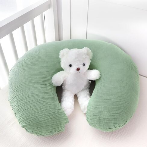 GFU Muslin Nursing Pillow Covers 2 Pack, Soft Feeding Pillow Slipcover for Breastfeeding Moms, Removable Case for Baby Girl and Boy (Beige,Green) in Saudi Arabia