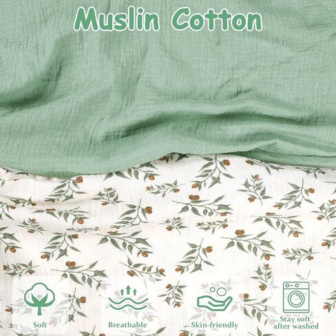 أغطية وسائد الرضاعة Hooyax Muslin من قطعتين، أغطية رضاعة ناعمة ومسامية لوسائد الرضاعة الطبيعية، غطاء وسادة رائع لتغذية الرضع للصبيان والفتيات (أخضر رمادي) in Kuwait