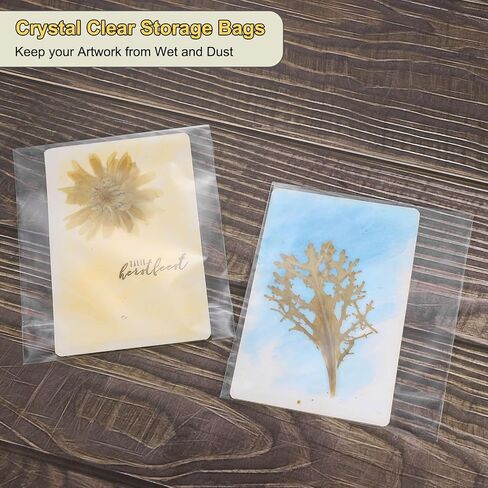 uxcell 13.4"x 9.4" Acid-Free Picture Sleeve, 50 Pack Crystal Clear Photo Sleeves Storage Bags Transparent Sealing Bag for 9"x 11" Art Prints, Pictures, Photos, Frame Mats Mattes in Saudi Arabia