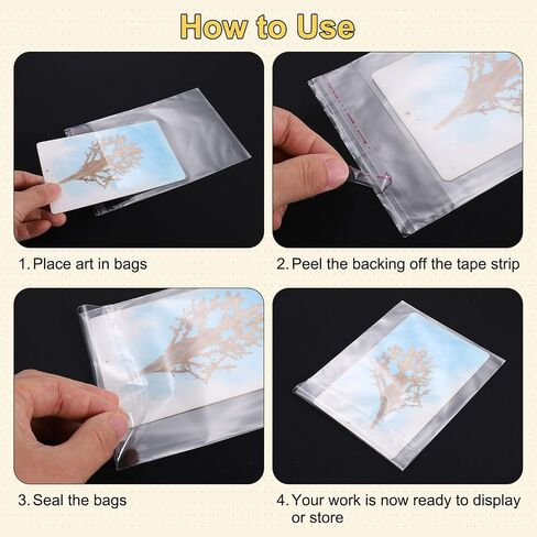 uxcell 13.4"x 9.4" Acid-Free Picture Sleeve, 50 Pack Crystal Clear Photo Sleeves Storage Bags Transparent Sealing Bag for 9"x 11" Art Prints, Pictures, Photos, Frame Mats Mattes in Saudi Arabia