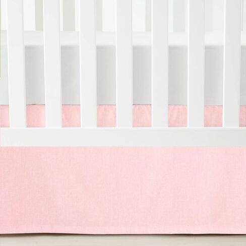Lush Decor Baby Printed Linen Textured Solid Crib Skirt, Gray 52"L x 28"W + 16" Drop in Saudi Arabia