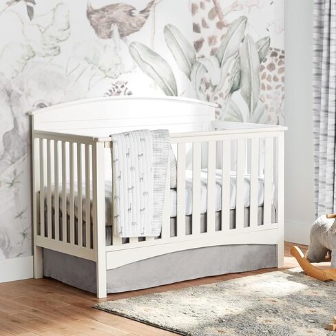 Lush Decor Baby Printed Linen Textured Solid Crib Skirt, Gray 52"L x 28"W + 16" Drop in Saudi Arabia