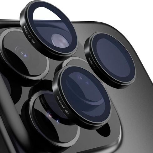 MAGEASY Sapphire Lens Protector for iPhone 16 Pro 6.3" & iPhone 16 Pro Max 6.9" (3 Lens) - Titanium Black | Lenz in Saudi Arabia