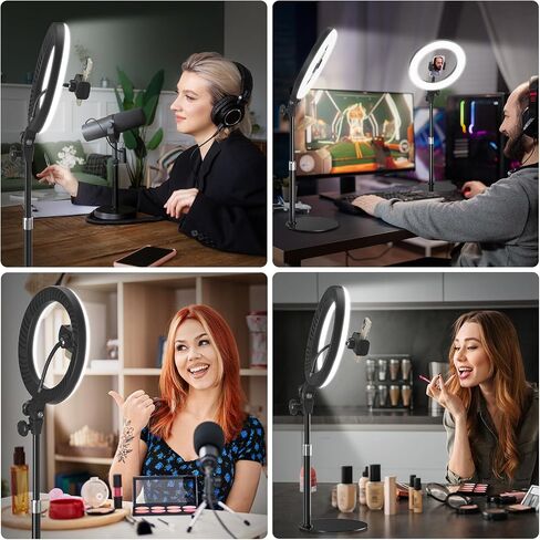 Evershop Desk Ring Light with Stand for Laptop, Zoom Video Conference Recording Lighting,Adjustable Selfie Circle Light with Phone Holder for Zoom Meeting,Video Call, Streaming,Home Office Lamp in Kuwait