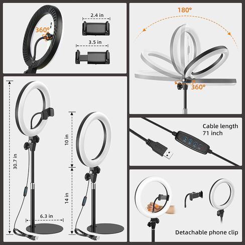 Evershop Desk Ring Light with Stand for Laptop, Zoom Video Conference Recording Lighting,Adjustable Selfie Circle Light with Phone Holder for Zoom Meeting,Video Call, Streaming,Home Office Lamp in Kuwait