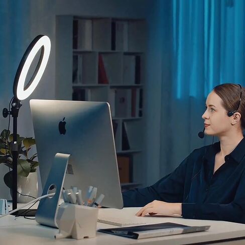 Evershop Desk Ring Light with Stand for Laptop, Zoom Video Conference Recording Lighting,Adjustable Selfie Circle Light with Phone Holder for Zoom Meeting,Video Call, Streaming,Home Office Lamp in Kuwait