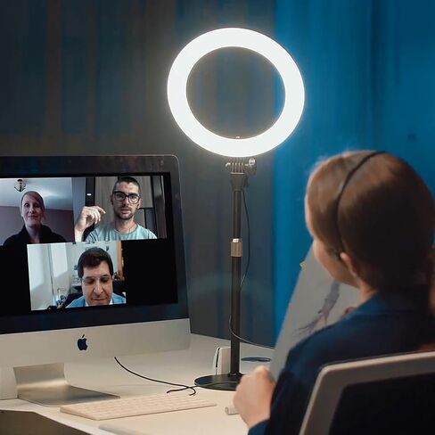 Evershop Desk Ring Light with Stand for Laptop, Zoom Video Conference Recording Lighting,Adjustable Selfie Circle Light with Phone Holder for Zoom Meeting,Video Call, Streaming,Home Office Lamp in Kuwait