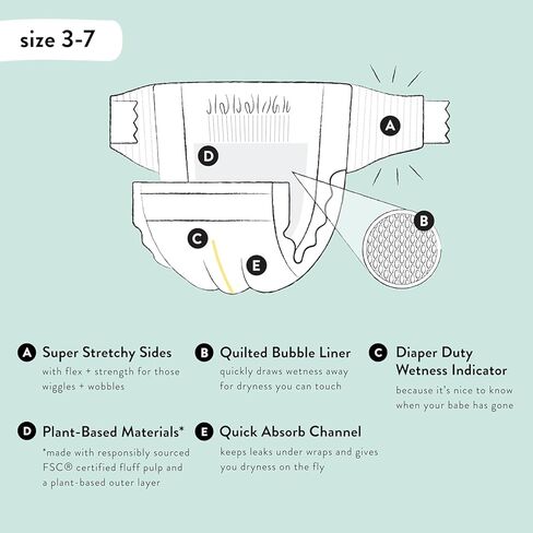 The Honest Company Clean Conscious Diapers | Plant-Based, Sustainable | Winter '24 Limited Edition Prints | Club Box, Size 4 (22-37 lbs), 54 Count in Kuwait