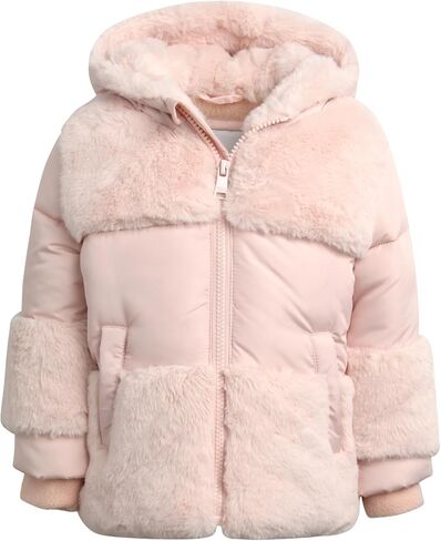 DKNY Infant Toddler Baby Girls' Winter Coat- Polar Fleece Lined Hooded Quilted Bubble Puffer Jacket for Girls (12M-4T) in Saudi Arabia
