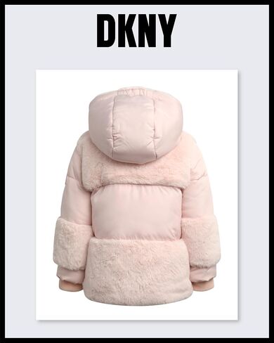 DKNY Infant Toddler Baby Girls' Winter Coat- Polar Fleece Lined Hooded Quilted Bubble Puffer Jacket for Girls (12M-4T) in Saudi Arabia