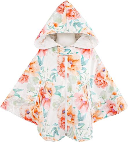 GFU طفل مقعد السيارة المعطف، دافئ الأطفال مقنعين معطف المعطف، غطاء مقعد السيارة الشتاء لطفلة، لينة ومريحة بطانية مقعد السيارة للأطفال الرضع، والزهور الوردية in Kuwait