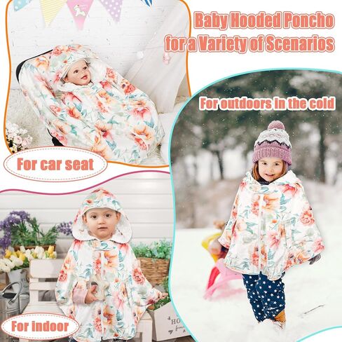 GFU طفل مقعد السيارة المعطف، دافئ الأطفال مقنعين معطف المعطف، غطاء مقعد السيارة الشتاء لطفلة، لينة ومريحة بطانية مقعد السيارة للأطفال الرضع، والزهور الوردية in Kuwait