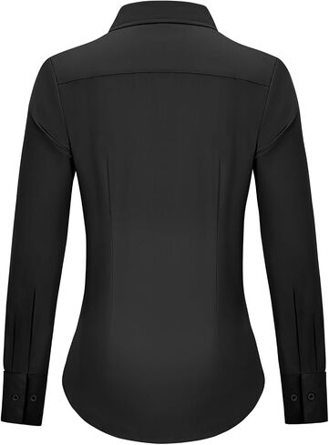 Button Down Shirts for Women Fitted Dress Shirts Collared Long Sleeve Soft Wrinkle Free Blouses Work Office Tunic Tops in Saudi Arabia