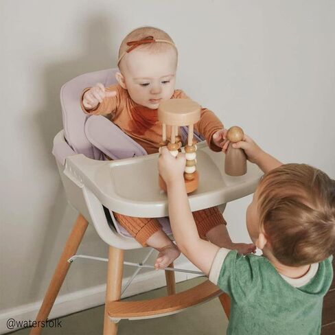 Mallify 3-in-1 Wooden High Chair, Convertible High Chairs for Babies and Toddlers, Baby Highchair with Adjustable Legs & Dishwasher-Safe Tray, Sleek Hardwood & Premium PU Cushion, Beige in Saudi Arabia