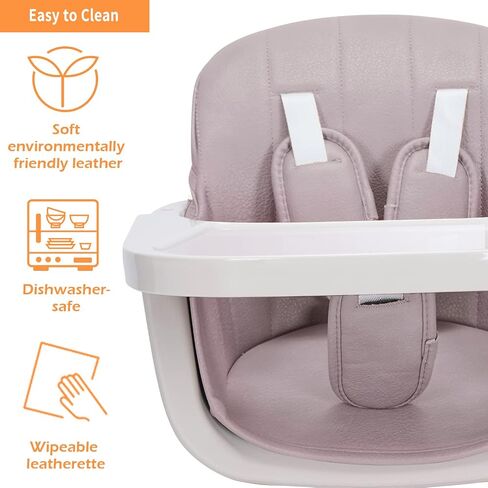 Mallify 3-in-1 Wooden High Chair, Convertible High Chairs for Babies and Toddlers, Baby Highchair with Adjustable Legs & Dishwasher-Safe Tray, Sleek Hardwood & Premium PU Cushion, Beige in Saudi Arabia