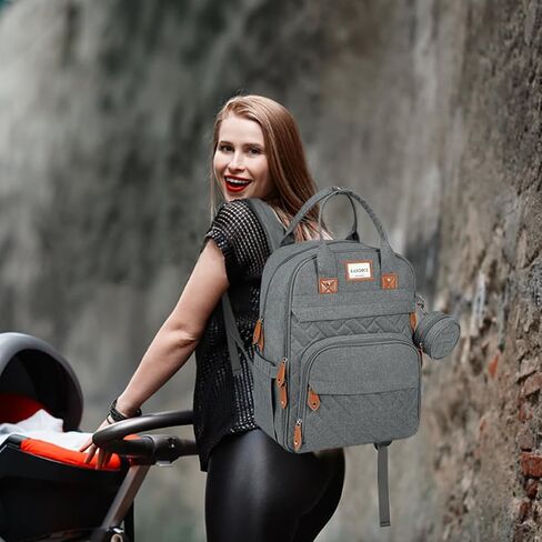 LANDICI Diaper Bag Backpack, Multifunction Baby Diaper Bags with Changing Pad, Stroller Straps & Pacifier Case, Travel Essentials Back Pack for Mom Dad Boy Girl, Large Capacity, Waterproof, Grey in Saudi Arabia