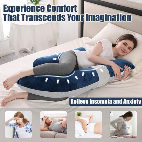 Pregnancy Pillows, Full Body Pillow for Maternity with Detachable & Adjustable Pillow Cover, Support for Back, Legs, Belly, HIPS and Pregnancy Must Haves,Grey in Kuwait