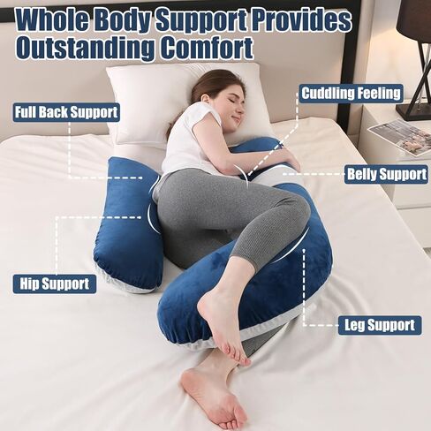 Pregnancy Pillows, Full Body Pillow for Maternity with Detachable & Adjustable Pillow Cover, Support for Back, Legs, Belly, HIPS and Pregnancy Must Haves,Grey in Kuwait