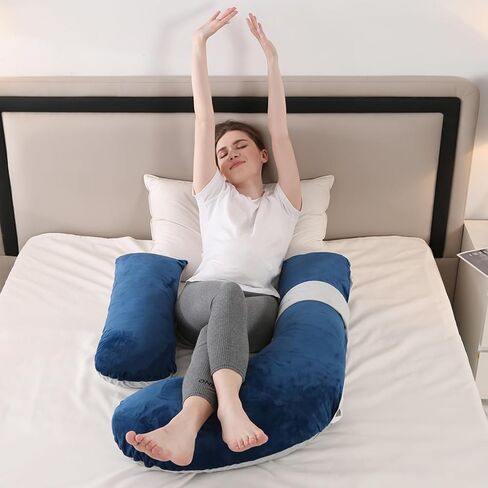 Pregnancy Pillows, Full Body Pillow for Maternity with Detachable & Adjustable Pillow Cover, Support for Back, Legs, Belly, HIPS and Pregnancy Must Haves,Grey in Kuwait