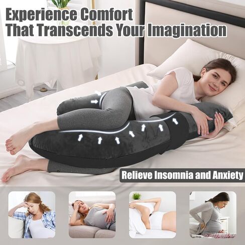 Pregnancy Pillows, Full Body Pillow for Maternity with Detachable & Adjustable Pillow Cover, Support for Back, Legs, Belly, HIPS and Pregnancy Must Haves,Grey in Kuwait