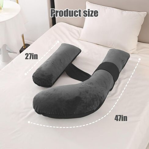 Pregnancy Pillows, Full Body Pillow for Maternity with Detachable & Adjustable Pillow Cover, Support for Back, Legs, Belly, HIPS and Pregnancy Must Haves,Grey in Kuwait