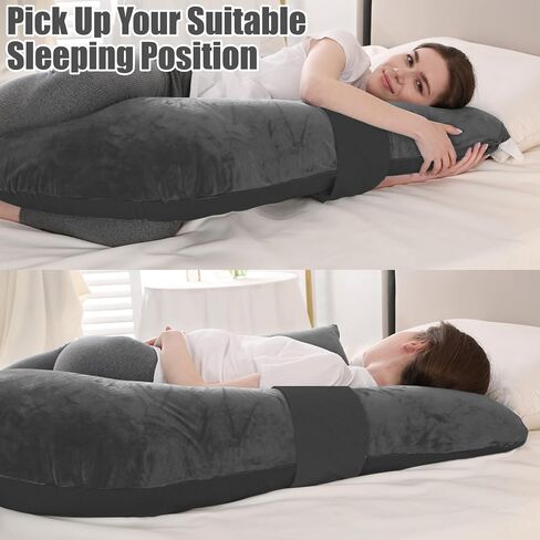 Pregnancy Pillows, Full Body Pillow for Maternity with Detachable & Adjustable Pillow Cover, Support for Back, Legs, Belly, HIPS and Pregnancy Must Haves,Grey in Kuwait