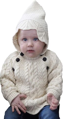 Aran Crafts Baby Traditional Irish Lace Stitch Hooded Sweater (100% Merino Wool) in Saudi Arabia