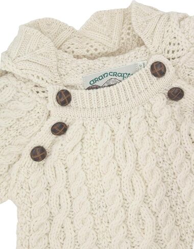 سترة بغطاء للرأس من Aran Crafts Baby تقليدية أيرلندية بخياطة من الدانتيل (100% صوف ميرينو) in Kuwait