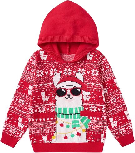 Vieille Toddler Girls Boys Ugly Christmas Sweater Kids Knit Xmas Hooded Pullover Sweater 2-7 Years in Saudi Arabia