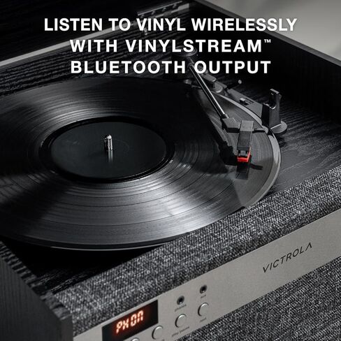 Victrola Century 6-in-1 Vinyl Record Player & Music Center - 3-Speed Turntable, CD & Cassette Player, VINYLSTREAM, Bluetooth & 3.5mm Aux, Record Player with Speakers, Mid Century Design, Walnut in Saudi Arabia