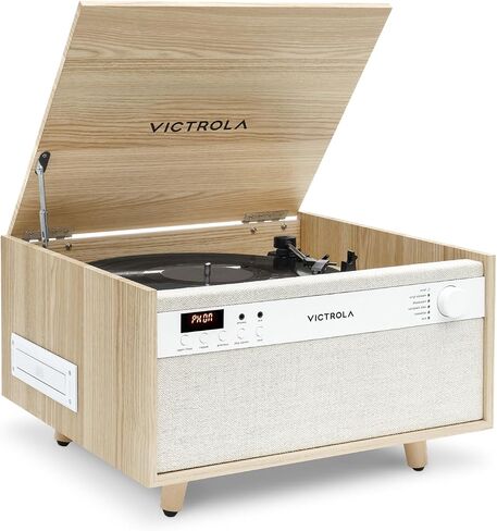 Victrola Century 6-in-1 Vinyl Record Player & Music Center - 3-Speed Turntable, CD & Cassette Player, VINYLSTREAM, Bluetooth & 3.5mm Aux, Record Player with Speakers, Mid Century Design, Walnut in Saudi Arabia