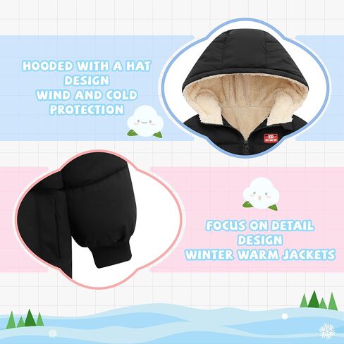 Baby Winter Coats, Outerwear for Toddler Kids Infants Boys Girls Light Puffer Warm Hooded Down Jacket for 2-7 Years in Kuwait
