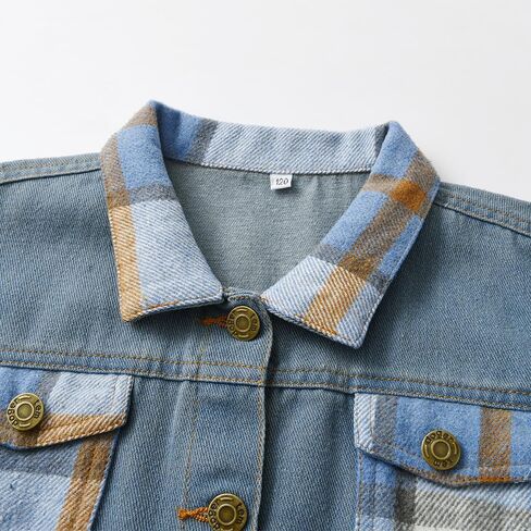 Feidoog Baby Boys Plaid Denim Jacket Toddler Button Down Long Sleeve Lightweight Denim Jackets Outerwear in Saudi Arabia