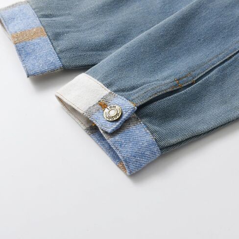 Feidoog Baby Boys Plaid Denim Jacket Toddler Button Down Long Sleeve Lightweight Denim Jackets Outerwear in Saudi Arabia